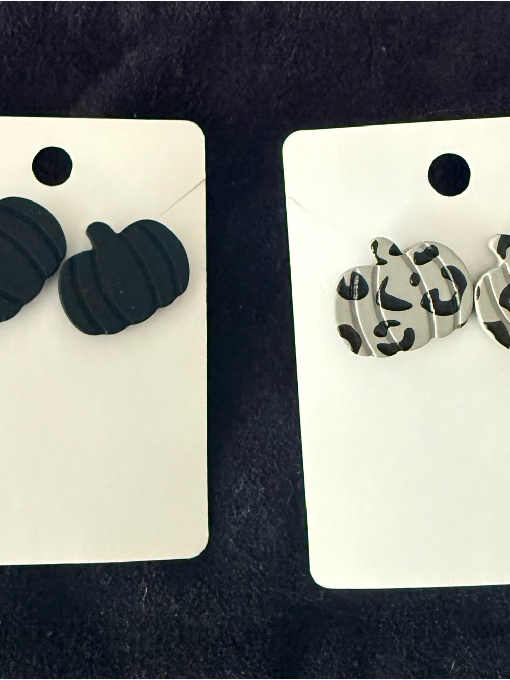 Source Unknown Black and White Pumpkin Stud Earrings - Pair
